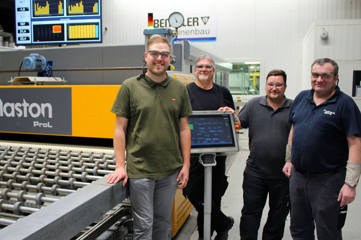Martin Geiss, Technischer Leiter; Martin Hammerl, Instandhaltung; Alexander Frey, Produktionsleiter und Thomas Riedl, Produktion bei Flachglas Wernberg GmbH