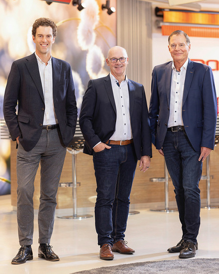 Führungswechsel bei ­markilux. Ivo Scherkamp, ­Michael Gerling, Klaus ­Wuchner (v.l.).