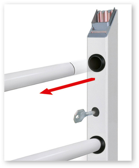 Für Reinigungs- oder Wartungsarbeiten oder wenn ­Güter durch die Öffnung transportiert werden sollen, können Gitterstäbe entfernt werden.