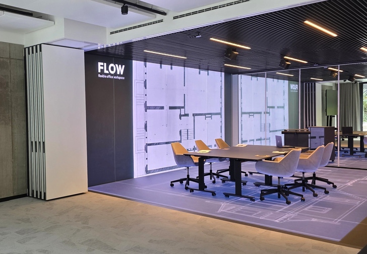 Im neuen Standort Flow Loksite im Mannheimer Glückstein-Quartier wurden von ASB GlassFloor ein interaktiver LED-Boden und eine LED-Glaswand installiert.