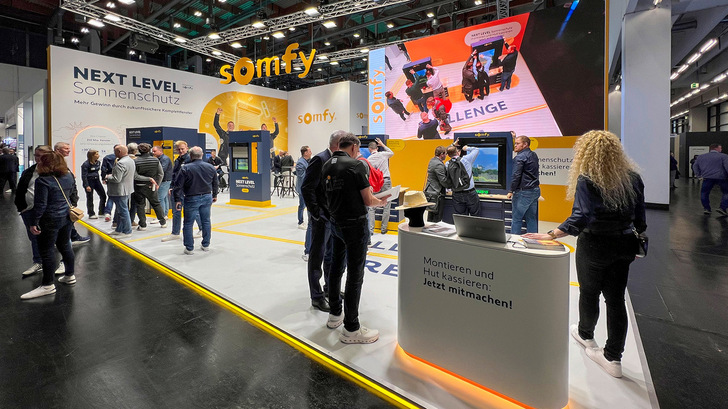 Somfy nutzte die  Bühne, um seine Kompetenz bei Antrieben und Smart Home Lösungen zu demonstrieren.