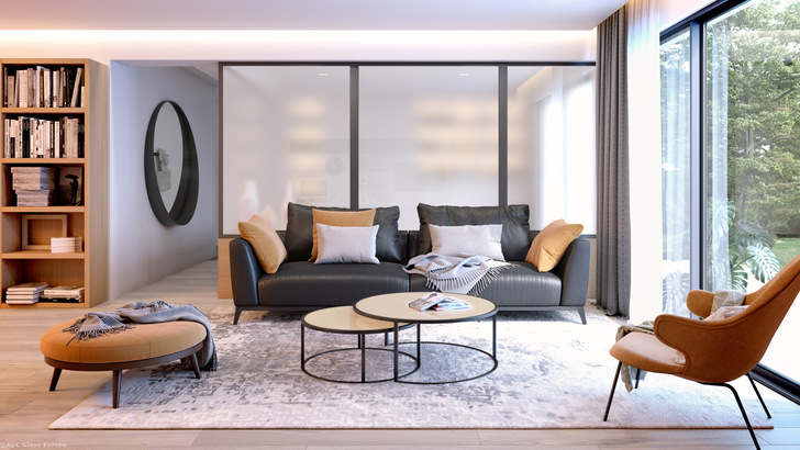 Matelux Glas von AGC bietet Sichtschutz und hohe Tageslichttransmission und erlaubt es gleichzeitig Räume ansprechend zu strukturieren.