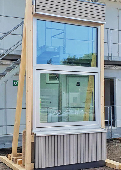 Ein Anwendungsbeispiel liefert das Projekt PET München, der Neubau des Erich-Kästner-Gymnasiums. Hier ist ein Mock-Up zu sehen.
