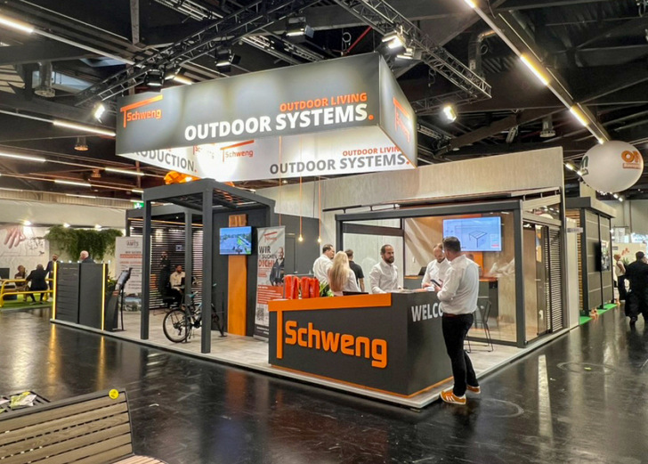 Schwenk war mit einem umfangreichen Produktportfolio vertreten, um das Thema Outdoor Living vorzustellen. Sehr fokussiert war die Suche nach Geschäftspartnern.