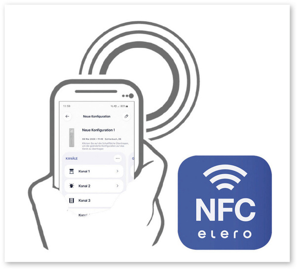 Effiziente Konfigurierung mittels elero NFC-App.