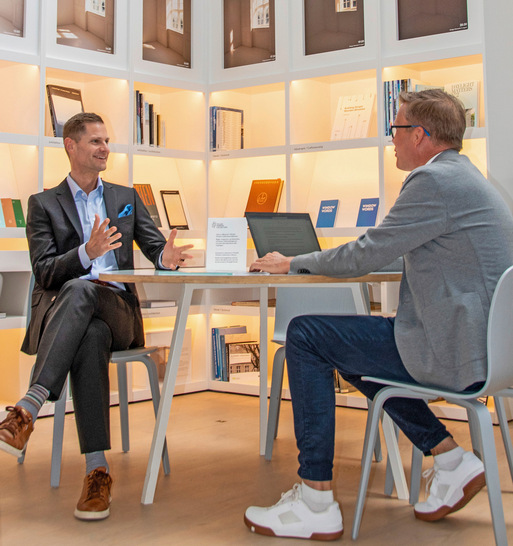 Im gemeinsamen Austausch: Dovista-CTO Frank Radich und GW-Chefredakteur Daniel Mund.