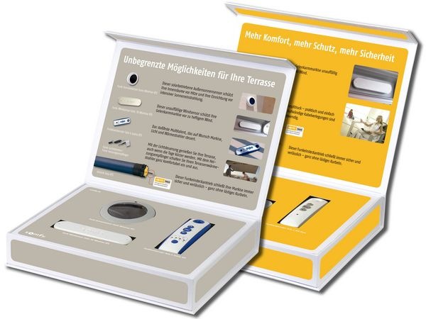 Die praktischen Demokoffer in einer Standard- und einer Premium-Ausführung beinhalten Produktmuster und Argumentationshilfen für den Verkauf.