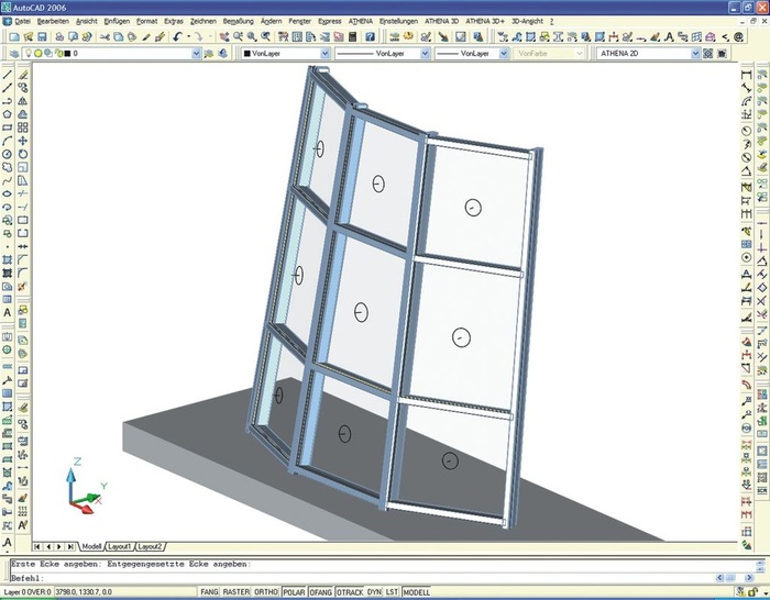 Mit der optionalen 3D-Schnittstelle können praktische Ansichten alle Konstruktionsvorgänge ­visualisieren.