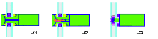 Verglasungssysteme für Vorhangfassaden im Vergleich<br />01 ohne thermische Trennung<br />02 mit therrmischerTrennung<br />03 Structural Glazing System