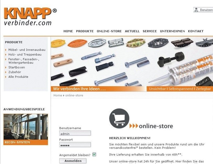 Neuer Online-Store: Ab sofort kann man das Verbindersortiment von Knapp online bestellen.