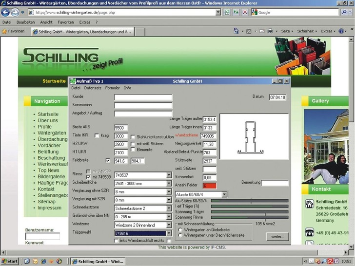 Auf einen Blick: Zusammenfassung der technischen Daten und die statische Auswertung.