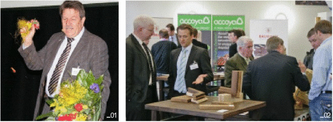 Eindrücke von den Westdeutschen Fenstertagen 01 Ulrich Tschorn zerpflückt ­einen Blumenstrauß, um zu demonstrieren, wie jeder Bereich ­einen Anteil am Gesamtbild des ­Betriebes hat. 02 Reges Interesse der Teil­nehmer für die Messestände in der begleitenden Ausstellung.