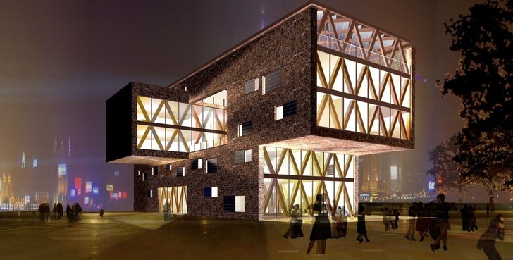 Das Hamburg-Haus (Visualisierung) wurde für die Weltausstellung 2010 in Shanghai gebaut. Die Fassade wurde in Deutschland geplant und ausgeführt. - © Spengler & Wiescholek
