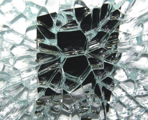 Bruchbild eine Einscheibensicherheitsglases