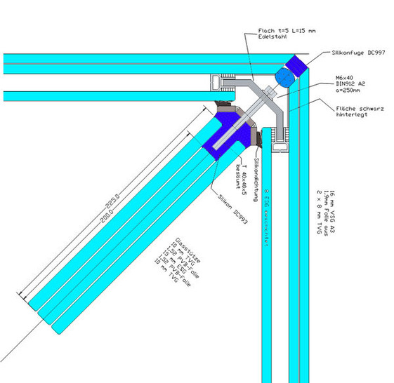 Beispiel eine Ganzglasecke