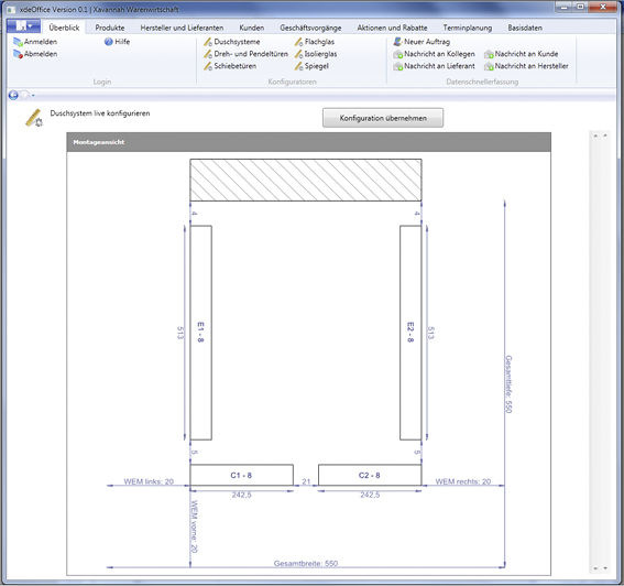 Im Bild eine Konfiguration mit xdeOffice, dem Xavannah-Warenwirtschaftsprogramm. Im Bild eine Konfiguration mit xdeOffice, dem Xavannah-Warenwirtschaftsprogramm.