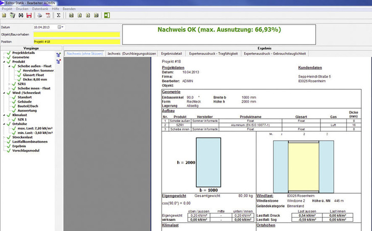 Mit der neuen Software GlasGlobal seien Verarbeiter und Planer, die Glasberechnungen nach DIN 18008 durchführen müssen, gut gerüstet, so die Entwickler von Sommer Informatik.