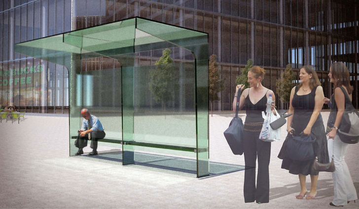 Visualisierung einer Entwurfs­idee des gläsernen Musterbauteils.