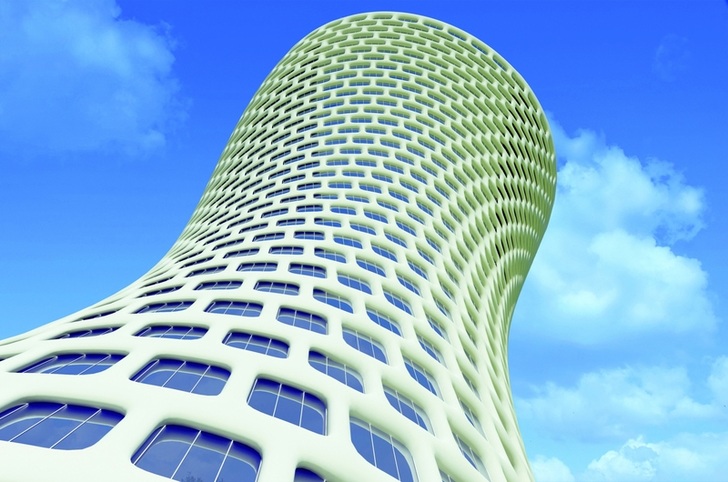Weiß — als die perfekte Farbe betrachtet — setzt dieses moderne Gebäude in Szene.