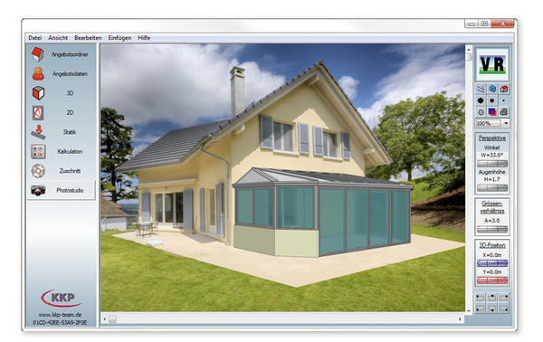 <p>
Von der statischen Vorbemessung bis zur Visualisierung begleitet die KKP-Software die Wintergarten-Bearbeitung, mit der sich auch die Verarbeitung der Profile bis ins Detail planen lässt
</p>