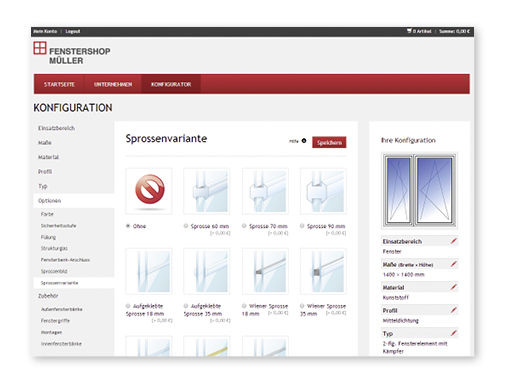 
Klaes webshop: Für Interessenten, Vertriebsmitarbeiter und Handelspartner – bei Bedarf auch lokal auf einem Tablett-PC
