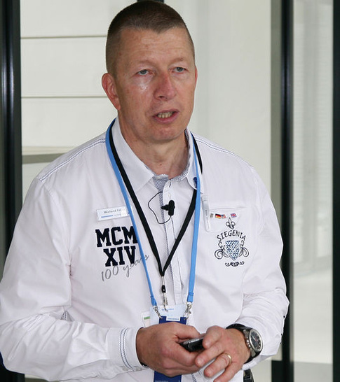 Der geschäftsführende Gesellschafter von Siegenia, Wieland Frank bei der Pressekonferenz am 05.09.2014 in Wilnsdorf