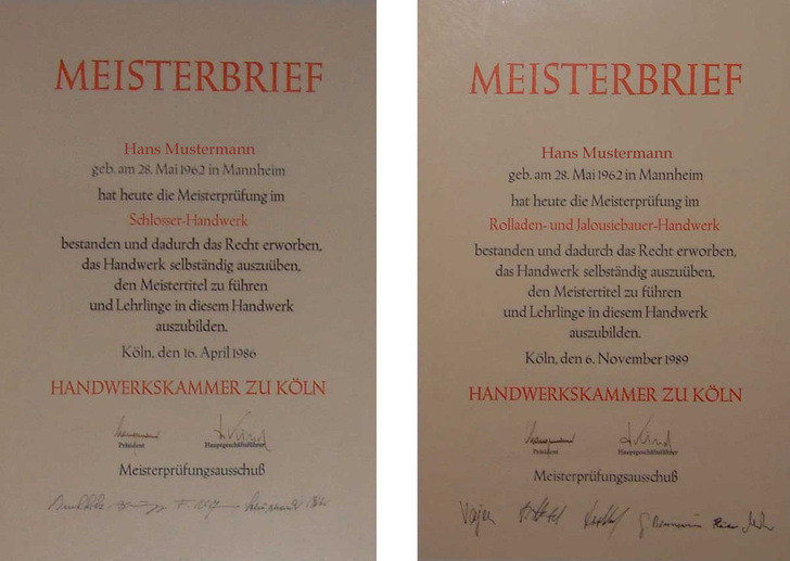 Während der Schlossermeistertitel noch zu den zulassungspflichtigen Handwerksberufen gehört, ist der Rolladen- und Jalousiebauermeister in den zulassungsfreien Bereich abgerutscht. - © Olaf Vögele
 Während der Schlossermeistertitel noch zu den zulassungspflichtigen Handwerksberufen gehört, ist der Rolladen- und Jalousiebauermeister in den zulassungsfreien Bereich abgerutscht.