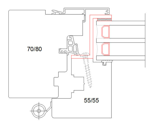 Querschnitt durch das neuartige System mit außenliegender Verklebung.