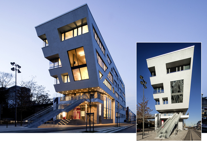 



Das neue Waterfront-Gebäude ist bei Tag wie bei Nacht ein Blickfang im Hafen von Neuss.
