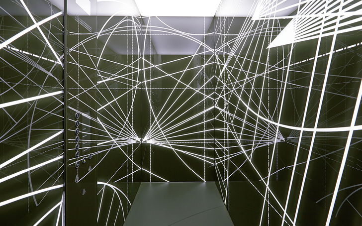 



Das Liniendesign der Innenverkleidung der Aufzugskabinen stellt Bewegung und Dynamik dar. Hier kam bedrucktes Glas zum Einsatz.
