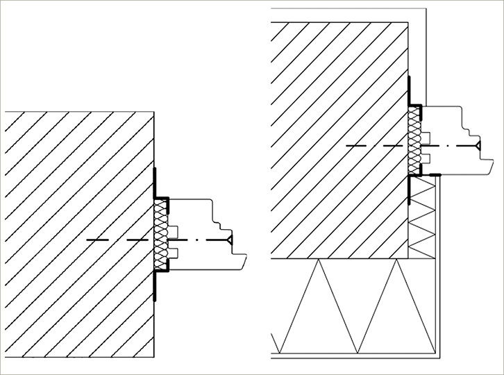 
Die ÖNORM B 5320 unterscheidet zwischen einem Standard- und einem objektspezifischen (r.) Fenstereinbau. 
