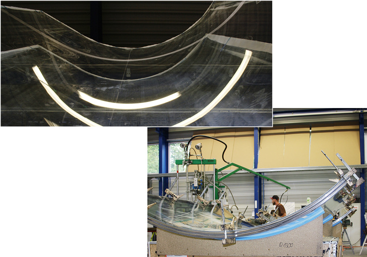 <p>
Heute kann der Glasveredler bis zu 4 x 12 m große Glaselemente biegen.
</p>