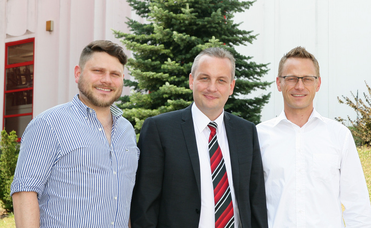 Das ist die künftige Wertbau-Führungsmannschaft (v. l.): Stefan Taig, Marcel Frei (Sprecher der Geschäftsleitung) und Carsten Taig. - © Daniel Mund
