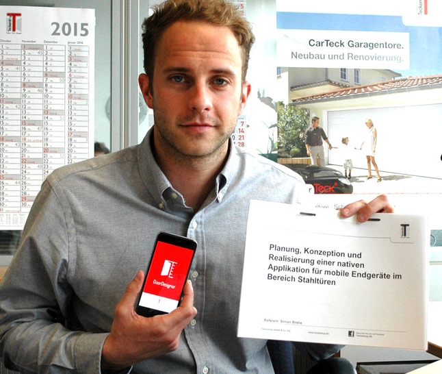 Keine trockene Bachelor-Arbeit für das Regal, sondern ein Werkzeug für jeden Baufachmann: Simon Brehe entwickelte als Abschlussarbeit in seinem Wirtschaftsingenieur-Studium den DoorDesigner, eine App zur Türenplanung. - © Teckentrup
 Keine trockene Bachelor-Arbeit für das Regal, sondern ein Werkzeug für jeden Baufachmann: Simon Brehe entwickelte als Abschlussarbeit in seinem Wirtschaftsingenieur-Studium den DoorDesigner, eine App zur Türenplanung.