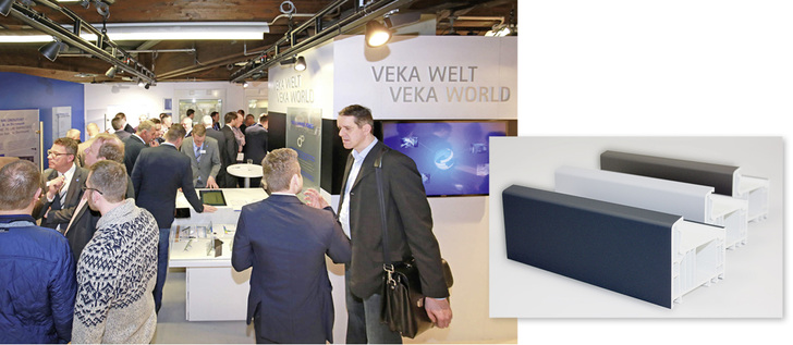 
Bild links: Die „Innovationsplattform“ im zweiten Geschoss zeigte an Info-Stationen, was Veka in Forschung, Entwicklung und Service leistet.



Bild unten: Veka Spectral überzeugt mit einer außergewöhnlichen, samtigen Haptik und einer hohen Widerstandsfähigkeit.
