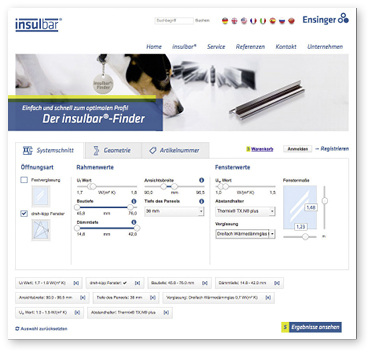<p>
Der insulbar Finder führt den Nutzer online Schritt für Schritt zum passenden Isolierprofil.
</p>