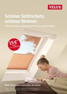 Mit aufmerksamkeitsstarken Werbemitteln wie Postern werden von September bis Oktober 2016 Handwerk und Handel beim Verkauf von Sonnenschutzprodukten unterstützt. - © Velux Deutschland GmbH
