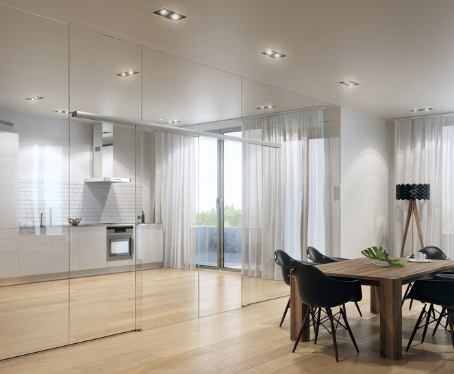 Der Design Schiebetürbeschlag Levolan 120 ist für Flügelgewichte bis 120 kg konzipiert.