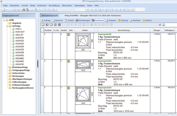 Aufnahme der Positionen mit dem Klaes Programm zur LE-Generierung (Quelle: Horst Klaes GmbH & Co. KG)