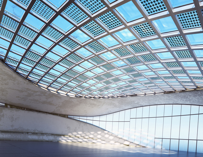 Multifunktion im Glas: Die PV-Zellen im Isolierglas sorgen für Sonnen­schutz und erzeugen Strom.