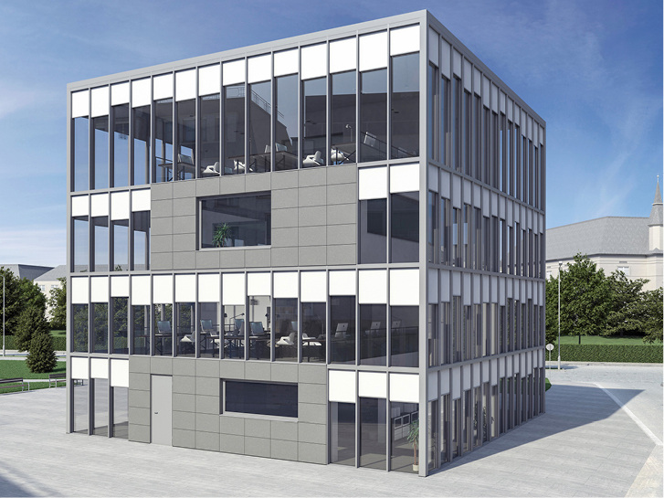 



Durch die im Vergleich zu anderen Sonnenschutzprodukten kleine Kastengrößen können ZIP-Systeme relativ unkompliziert und optisch unauffällig in die Fassade integriert werden.
