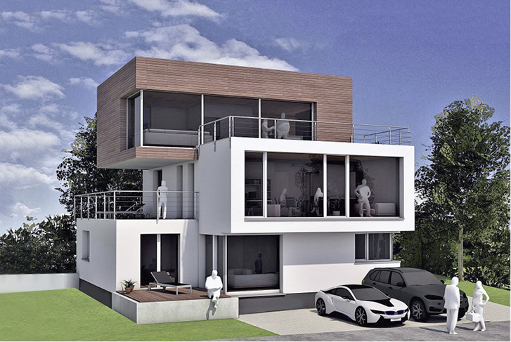 



Rendering des Privathauses von Markus Hafner, Geschäftsführer der mhafner GmbH, das sich derzeit in Bau befindet. 
