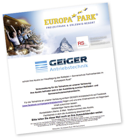 



Die Verlosung von drei Einladungen nach Rust ist nur eine von drei Unterstützungsaktionen in der R+S Branche.
