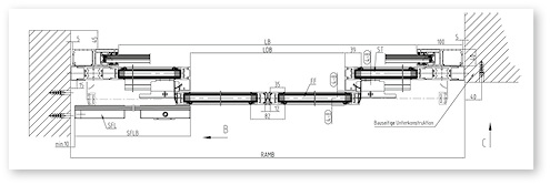 



Querschnitt der Automatik-Schiebetür in Kombination mit dem Hörmann Rollgitter
