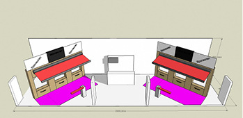 



Mit der neuen Ausrichtung der Exponate erfolgt eine Standoptimierung, um die Fenster besser einzubinden. 
