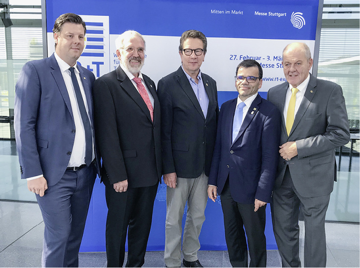 <p>
</p>

<p>
Fototermin der Messe Stuttgart und den Verbänden zu den Mediengesprächen (v.l.): Sebastian Schmid (LMS), Heinrich Abletshauser (BVRS), Wolfgang Rodorf-Witrin (ITRS), Dr. Claus Schwenzer (BVT), Ulrich Kromer (LMS).
</p> - © Fotos: Olaf Vögele

