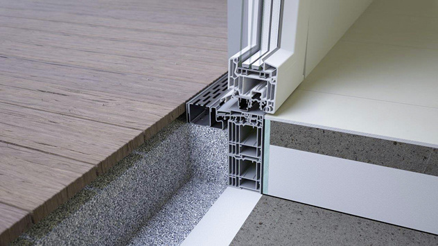 



Das Türschwellensystem „Combi Plan“ ermöglicht, dass Außen- und Innenbelag sowie Türschwelle eine Ebene bilden.
