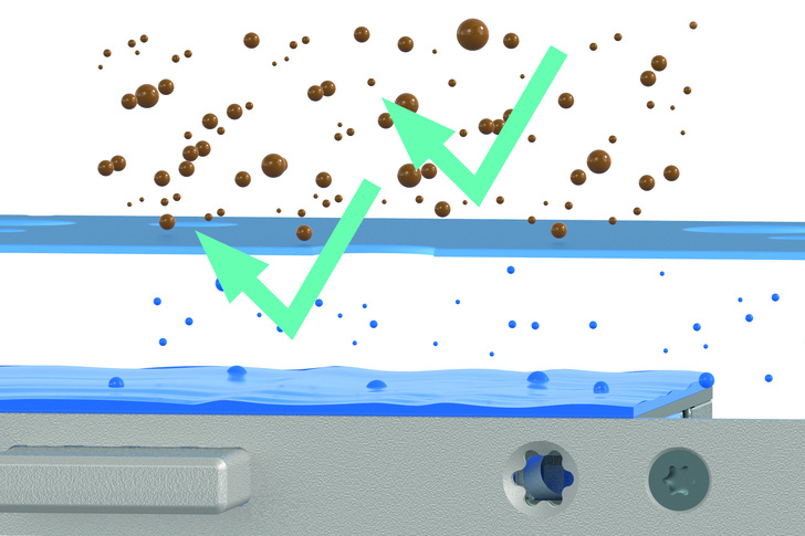 Ein Großteil der aggressiven Stoffe wird von der VCI-Schutzhülle abgehalten. Innerhalb der Hülle bilden die VCI-Wirkstoffe einen zusätzlichen Schutzmantel.
