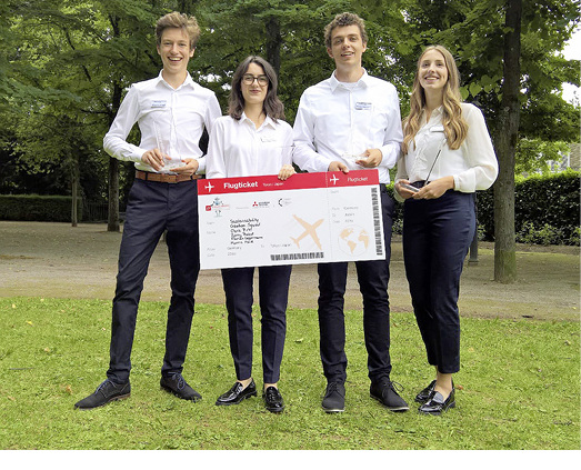 
changes.Award 2018: Das Sieger-Team „Sustainability Creation Squad“ vom Kopernikus-Gymnasium in Ratingen. V.l.n.r.: Morris Haid, Clara Pirkl, Florian Legermann und Romy Probst.



