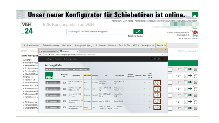 Der neue Konfigurator kann ab sofort auf der VBH-Website abgerufen werden.